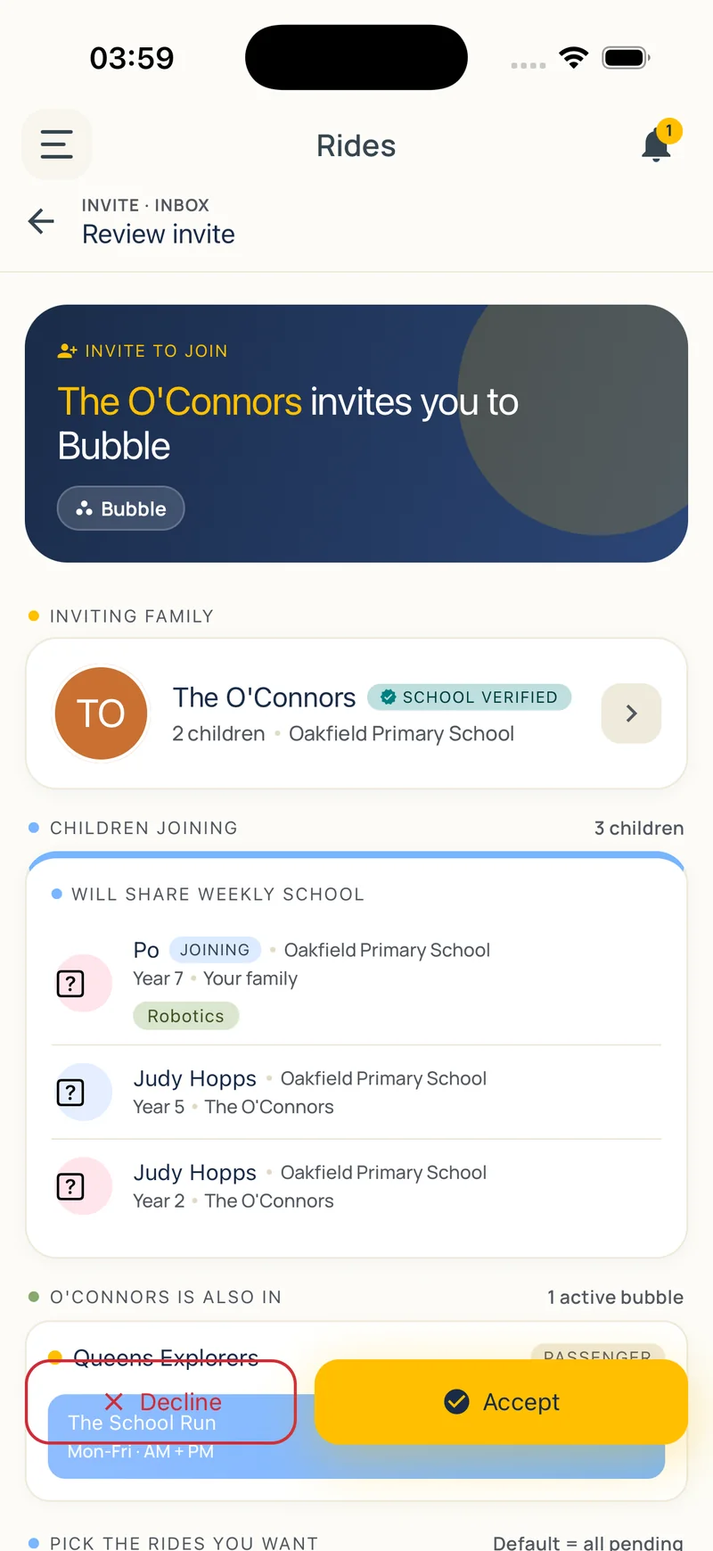 Invite families to your trusted bubble