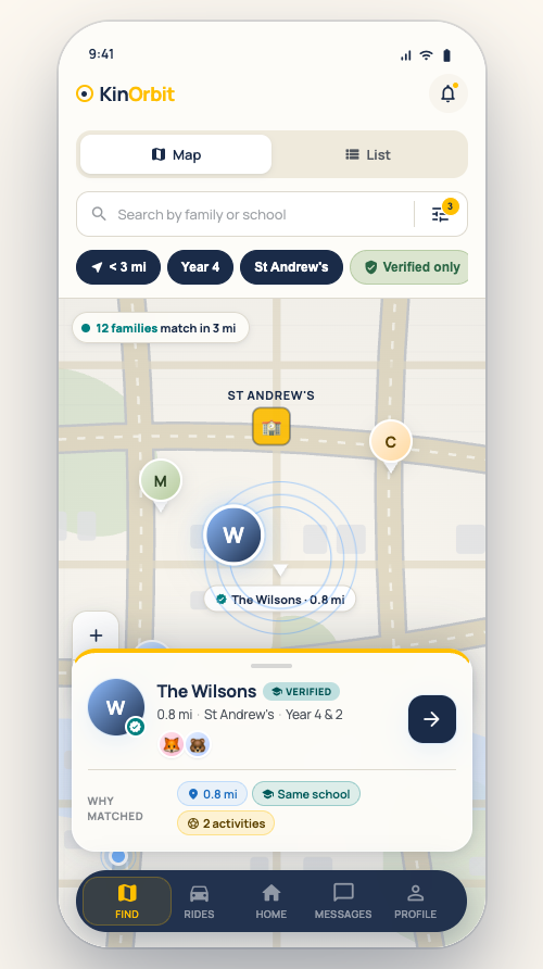 Matching — families on your route
